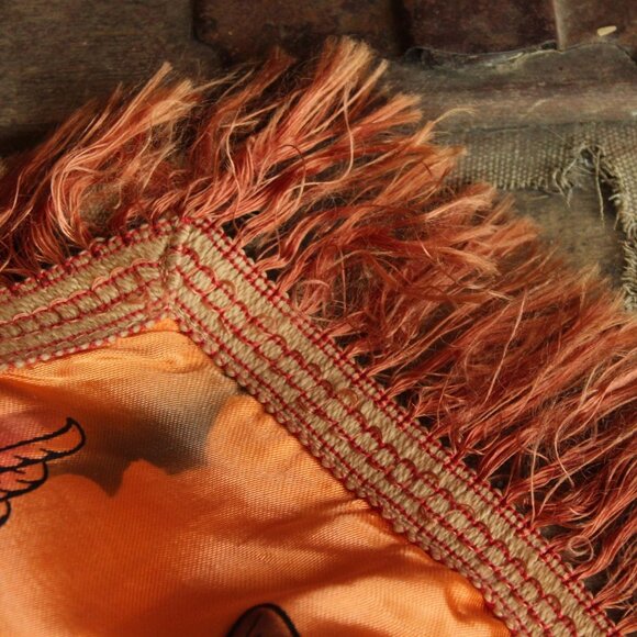 Vintage 1940s Pillowcase, US Army Air Corps Sweetheart Souvenir Orange Satin - Picture 4 of 10